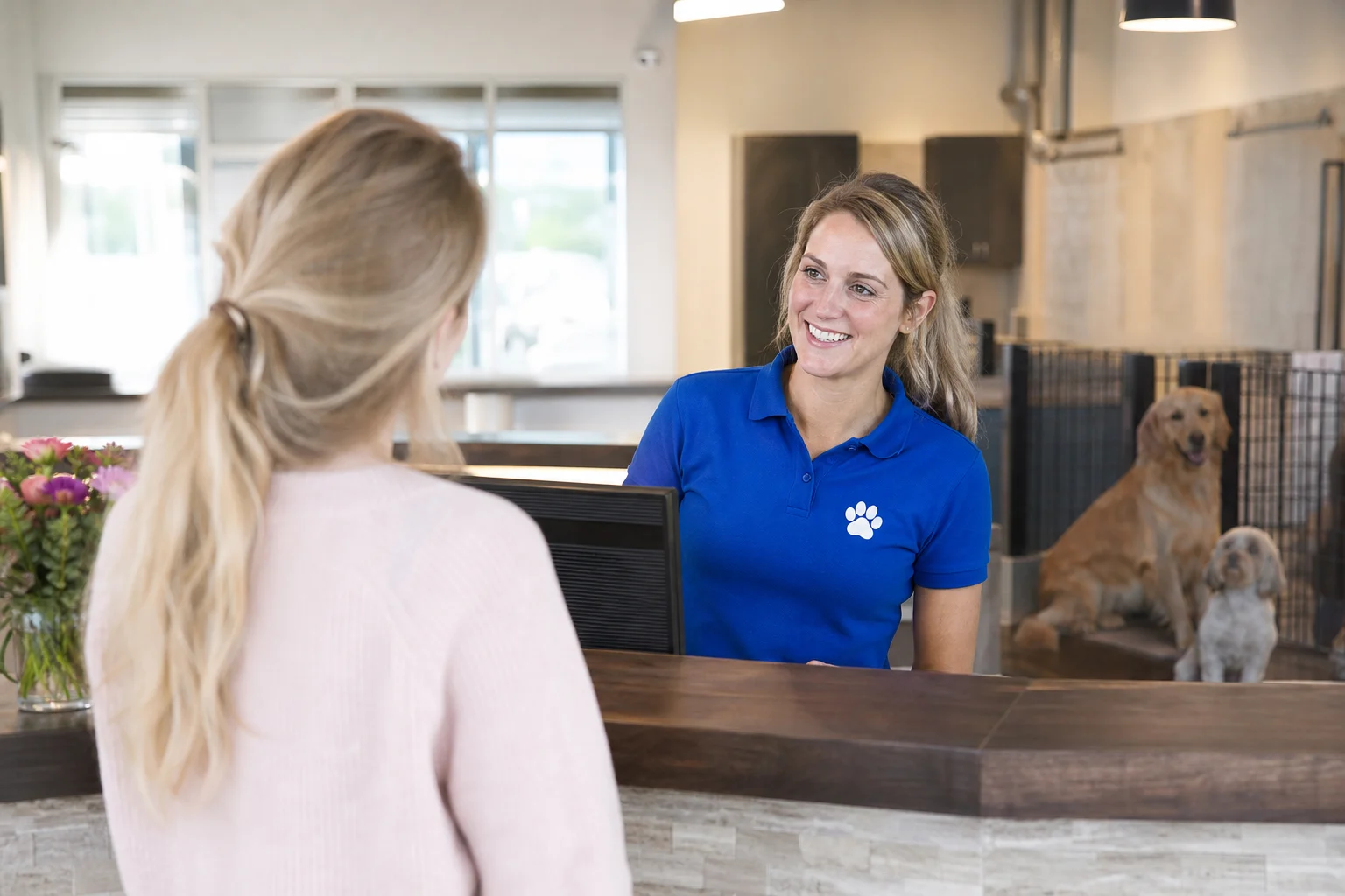 Aniday in gebruik achter de balie van een dierenpension