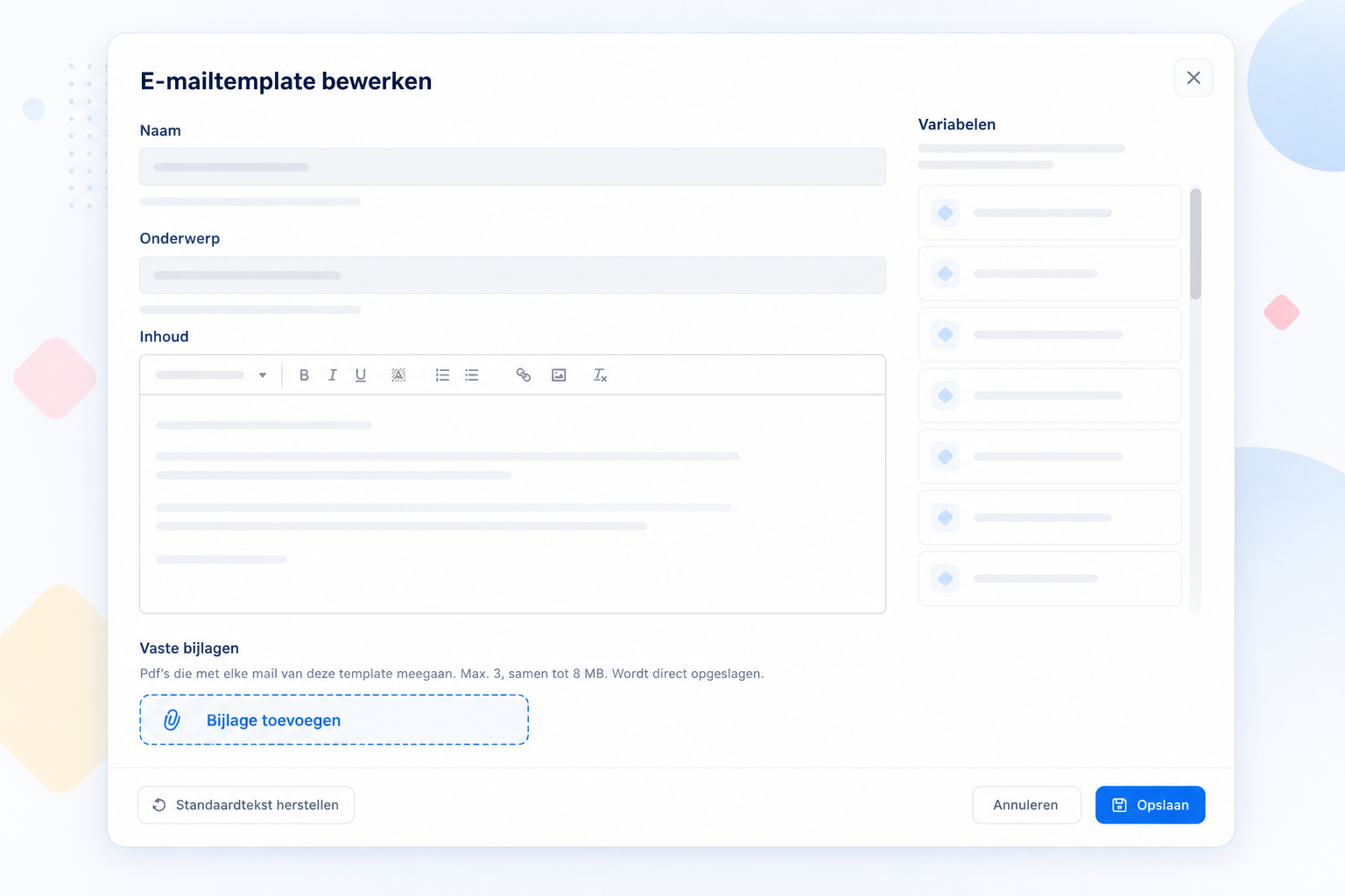 Voeg vaste bijlagen toe aan je e-mailtemplates